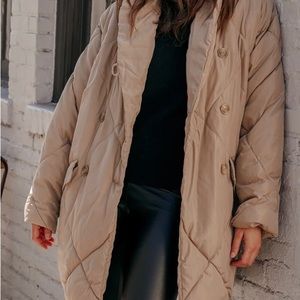 Free People Ella Puffer Jacket in Sandstone XS
